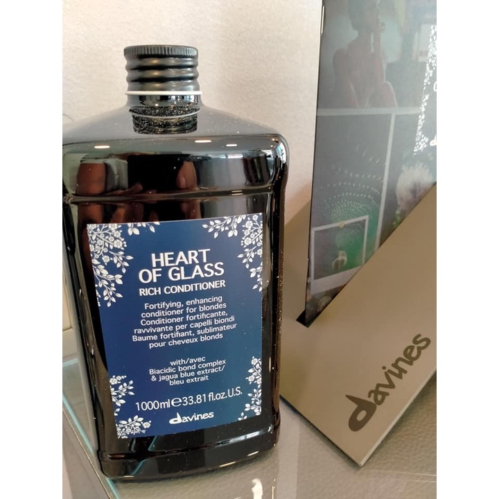 Dầu gội xả Davines Heart Of Glass Silkening làm sạch tóc màu vàng sáng 1000ml