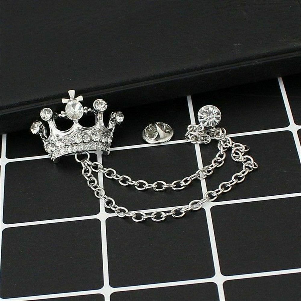 Ghim cài áo sơ mi/áo khoác vest phối dây xích thời trang cho nam