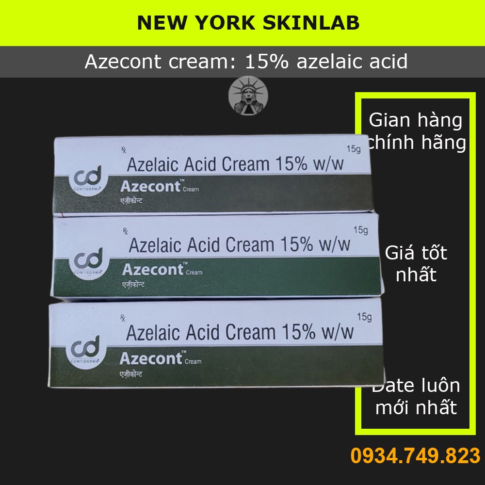 Azecont cream  - 20% azelaic acid, kem chấm mụn hãng Contiderma, mờ hết thâm mụn