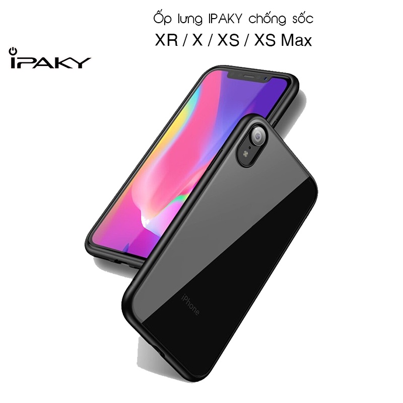 Ốp lưng IPAKY iPhone XR / X / XS / XS Max - Mặt lưng Trong, VIỀN MÀU MỎNG