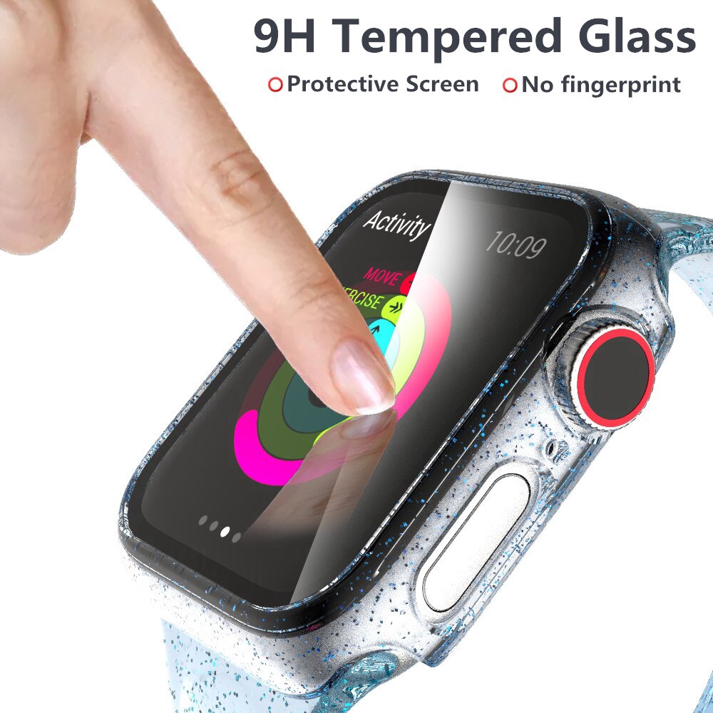 Vỏ Pc + 9h Tempered Glass Cover For Apple Watch Series 5 4 3 2 Iwatch 40 / 44mm 38 / 42mm