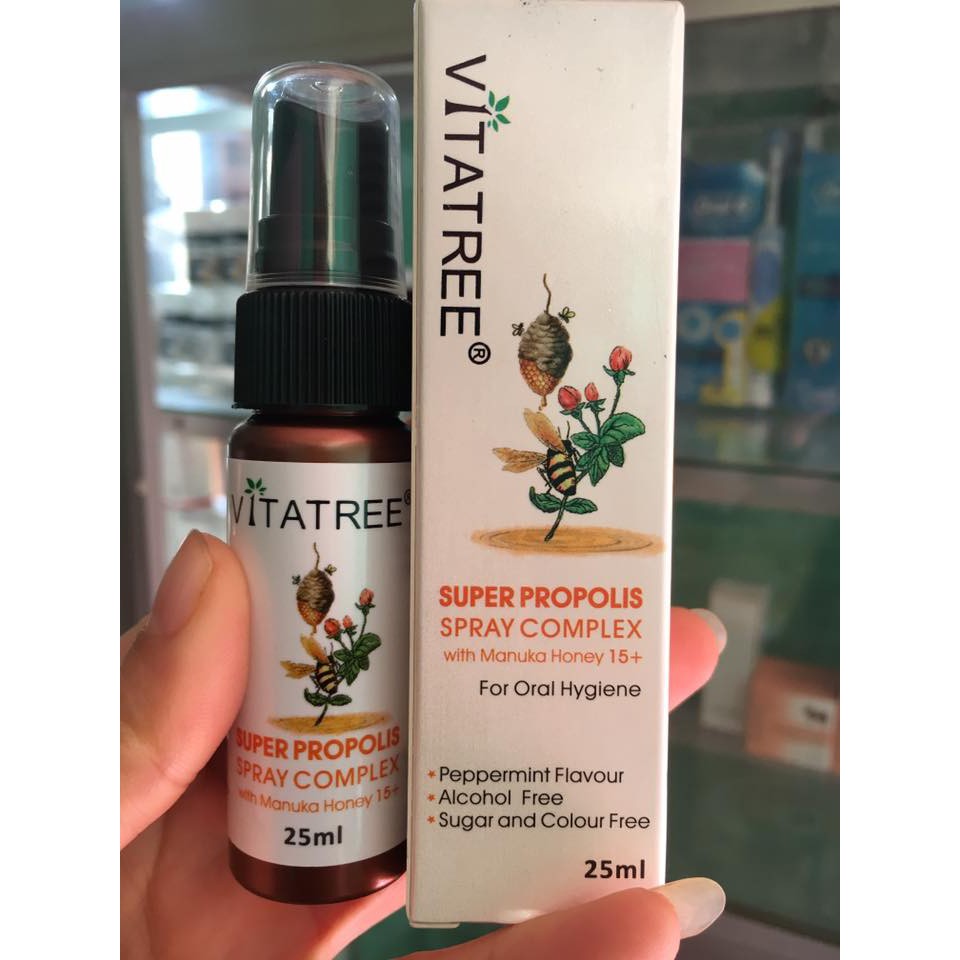 Chai xịt giảm đau họng keo ong Vitatree, lọ 25ml | BigBuy360 - bigbuy360.vn