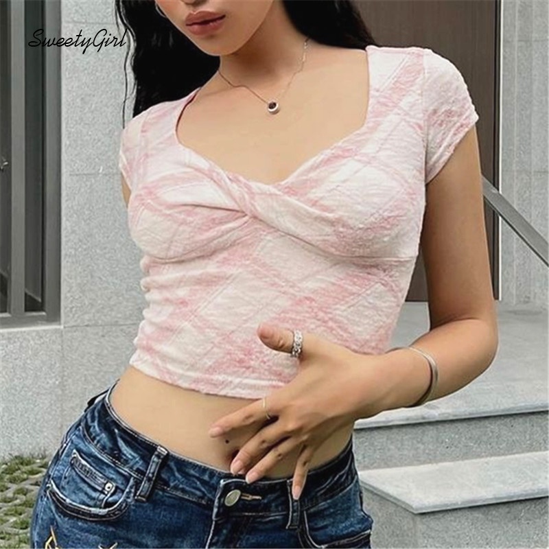 Áo Thun Tay Ngắn Cổ Chữ V Có Túi In Họa Tiết Dễ Thương Dành Cho Nữ 2022