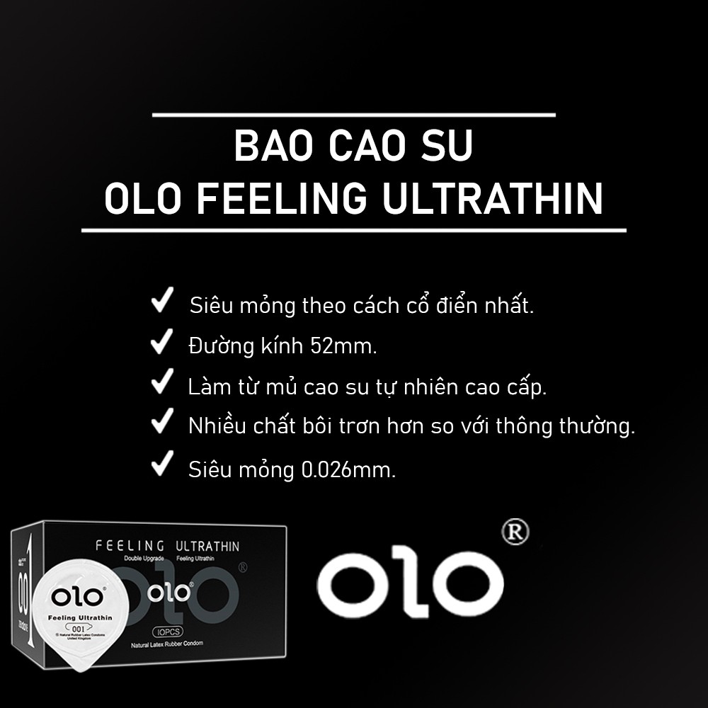 BCS Combo Bao Cao Su Bi và Bao Cao Su Siêu Mỏng OLO 001 Feeling 2 hộp bcs