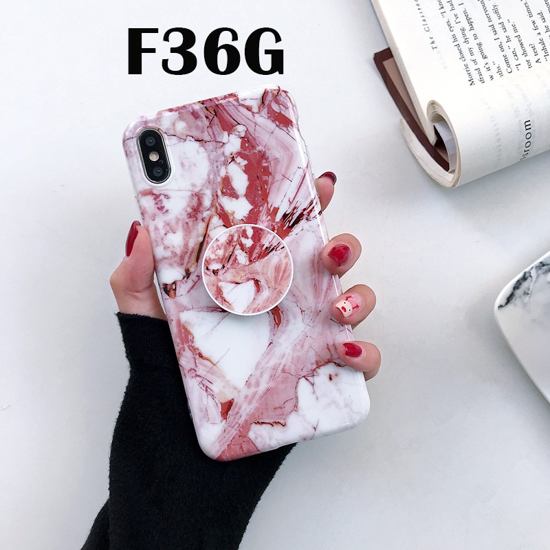 ốp lưng iphone họa tiết cẩm thạch có giá đỡ cho iPhone 12 11 Pro Max X Xs Max Xr 6 6s 7 8 Plus F6g