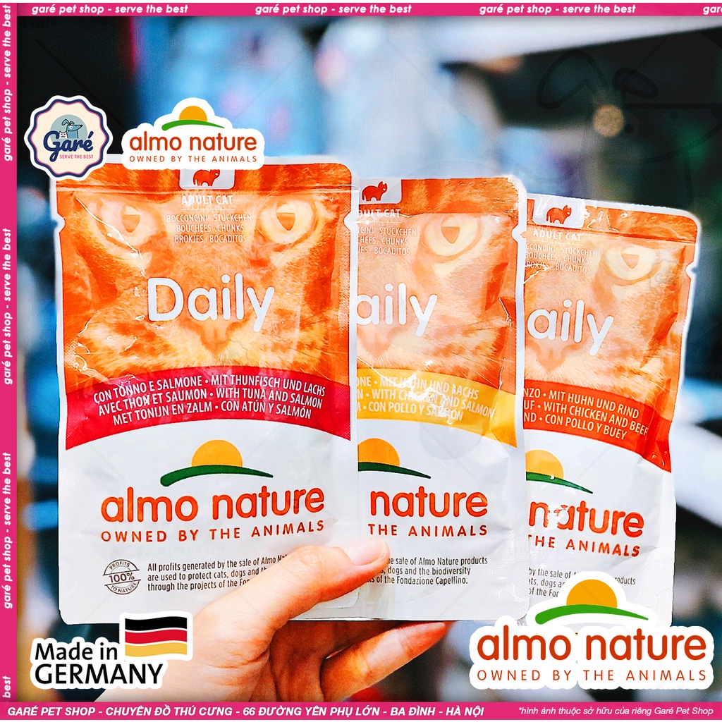 Pate Đức cho Mèo Almo Nature Daily cho Mèo trưởng thành Pate for Cat thành phần Cá và Gà Châu Âu cao cấp