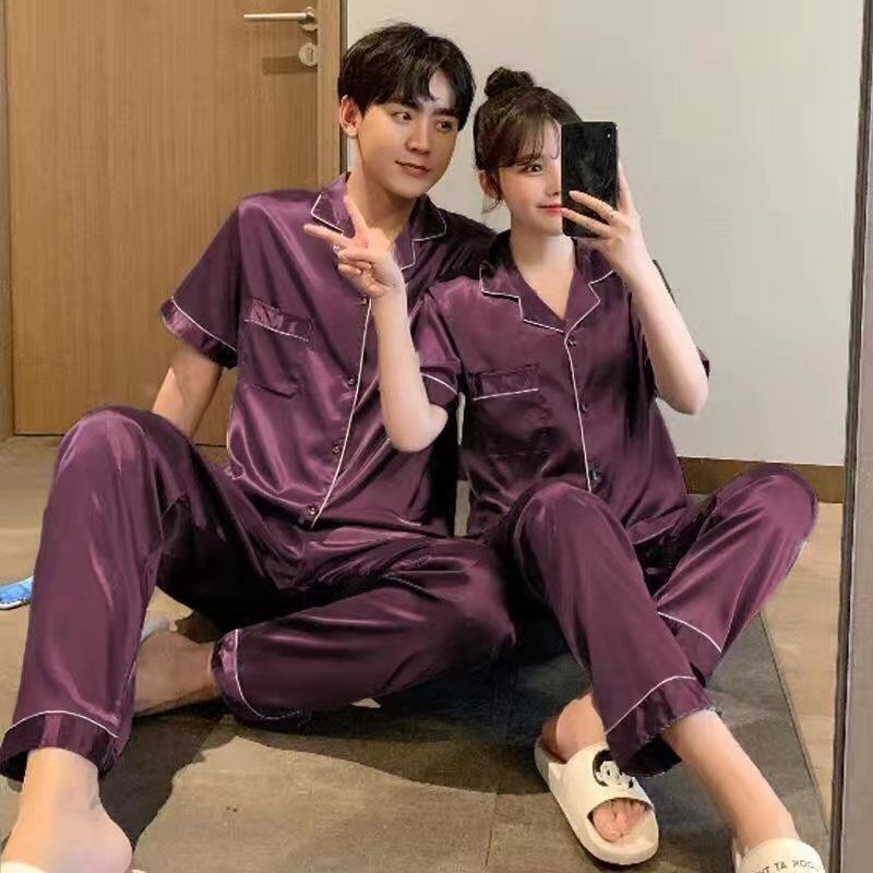 Đồ ngủ đôi, nữ Xia Bingsi, pyjama nam, mỏng mùa hè, ngắn tay cộng size xuân hè bộ đồ dịch vụ gia đình cặp vợ chồng | BigBuy360 - bigbuy360.vn