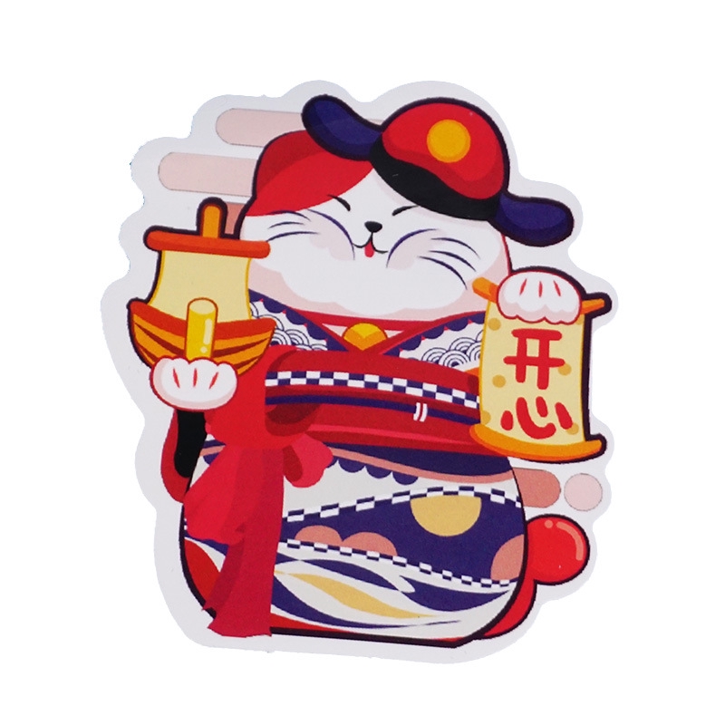 Set 9 Miếng Dán Trang Trí Tủ Lạnh / Laptop Chống Thấm Nước Hình Mèo Hoạt Hình Nhật Bản