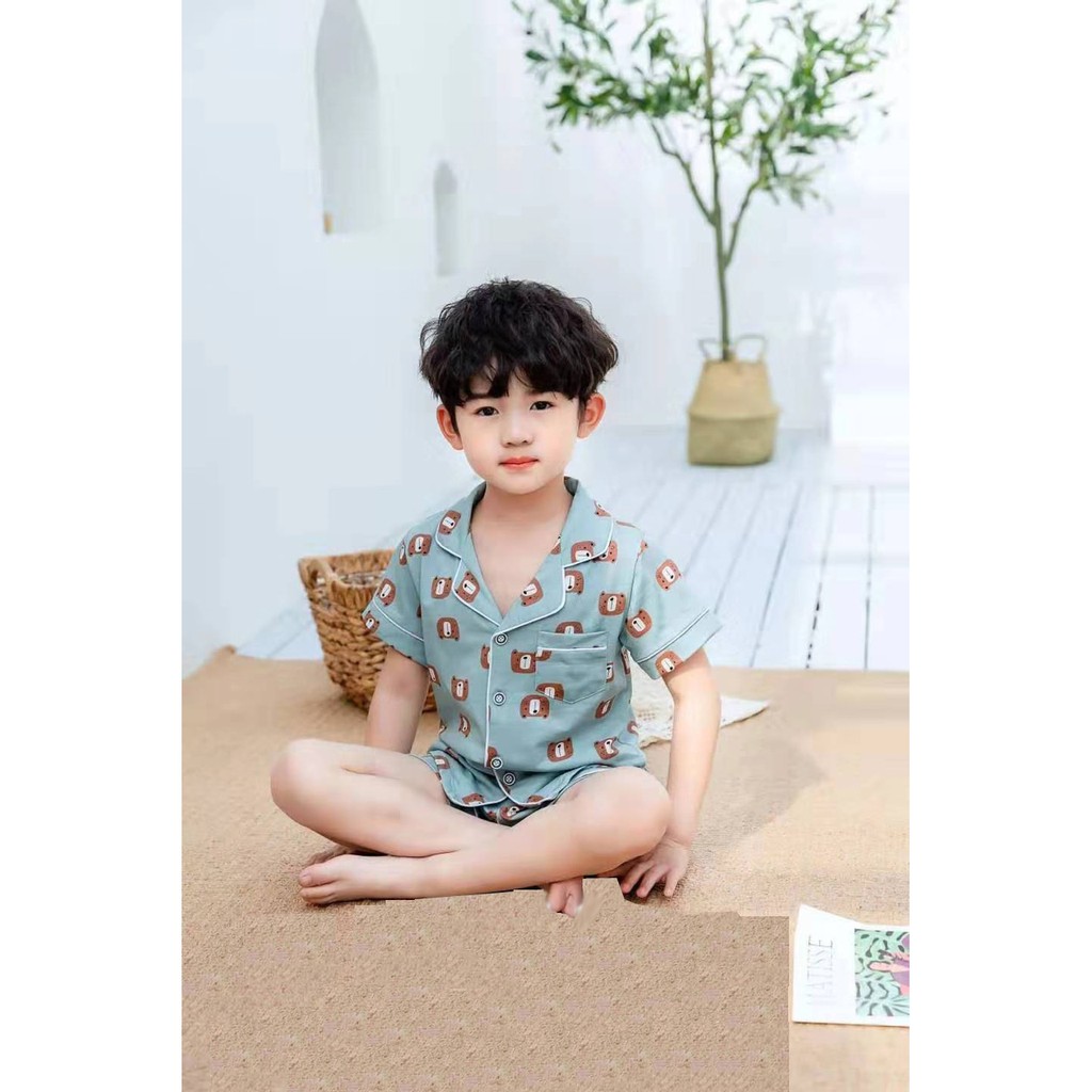 Đồ Bộ Pijama Thun QiQi Bé Trai 10-22kg Xuất Hàn