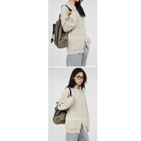 Áo khoác Enoise dây kéo có cổ len dệt Unisex style Hàn Quốc