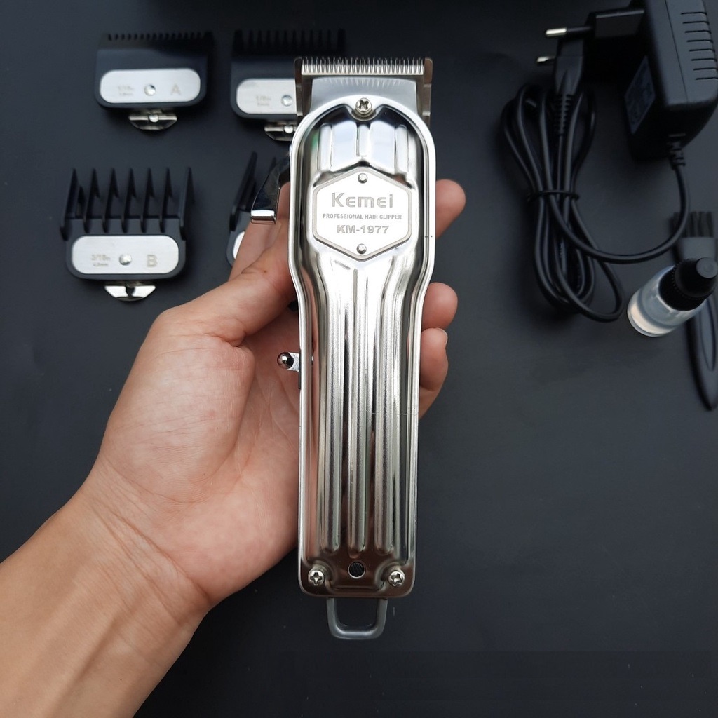 Tông đơ cắt tóc chuyên nghiệp kemei 1977 pin lithium 2500mAh sử dụng 300 phút
