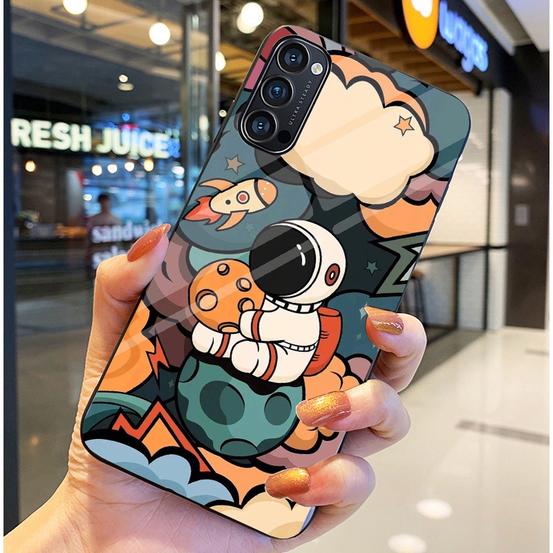 Ốp Lưng OPPO RENO 4,RENO 4 PRO, RENO 5,RENO 6 5G, RENO 6Z 5G Ốp kính bóng cao cấp Phi Hành Gia