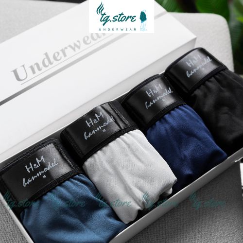 Quần Lót Nam Boxer Cao Cấp Hàng Xuất Xịn Combo 4 Cái H&amp;M, Quần Sịp Nam Thun Lạnh Co Dãn 4 Chiều.
