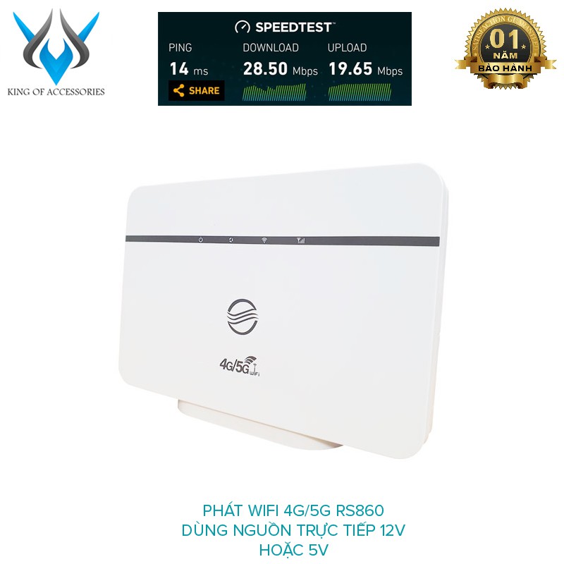Thiết bị phát wifi từ sim 4G LTE CPE RS860 tốc độ cao - dùng nguồn trực tiếp 12V hoặc 5V (trắng)