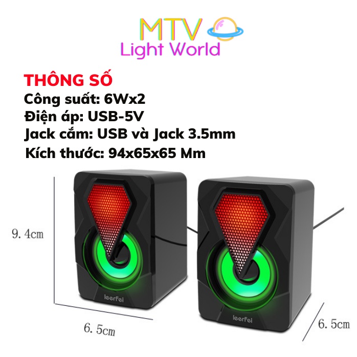 Loa máy tính mini - Loa laptop pc để bàn E-1046 đèn led RGB cao cấp, bass cực mạnh - MTV Store