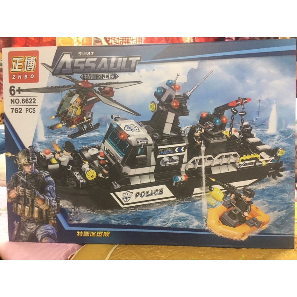 Lắp ráp xếp hình non Lego City 6622 : tàu cảnh sát swat 762 mảnh