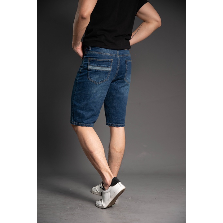 Quần Short Jean Nam Ống Rộng Chất Bò Co Giãn H90 Cao Cấp Phối Túi J018
