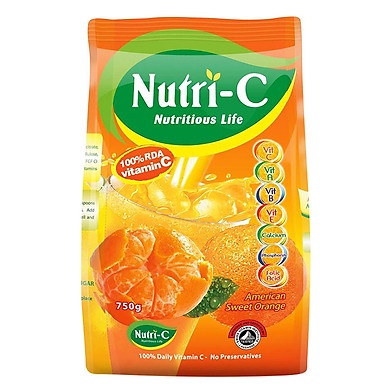 Bột cam Nutri-C Orange 750g - GIẢI KHÁT, THANH NHIỆT, giúp tăng cường SỨC ĐỀ KHÁNG cho cơ thể, cung cấp NĂNG LƯỢNG