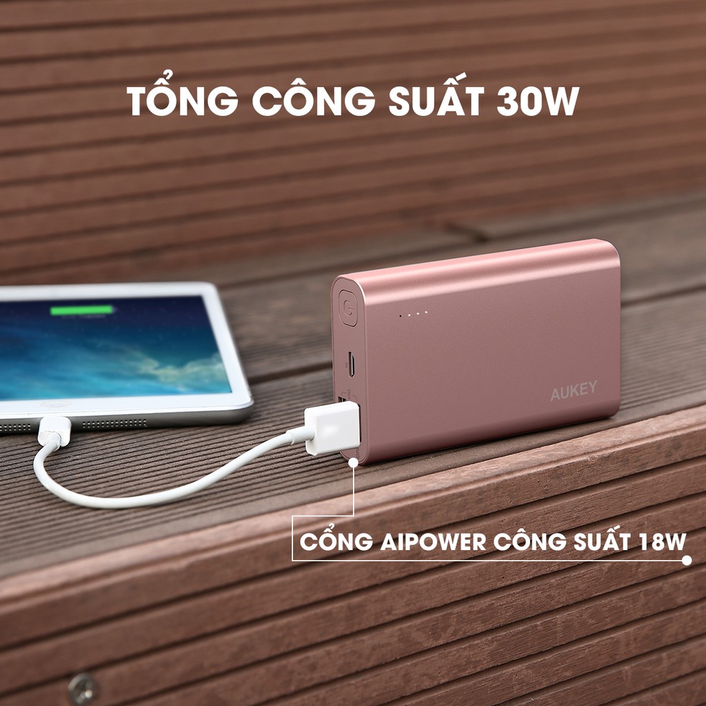 [Mã ELMALL300K giảm 5% đơn 500K] Pin Dự Phòng Aukey PB-AT10 10050mAh Sạc Nhanh QC 3, Công Nghệ AiPower - Hàng Chính Hãng