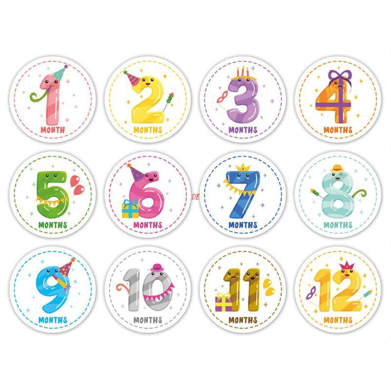 Sticker Đánh Dấu Cột Mốc Phát Triển Theo Tháng 12 Tháng Làm Phụ Kiện Chụp Ảnh Cho Bé Sơ Sinh