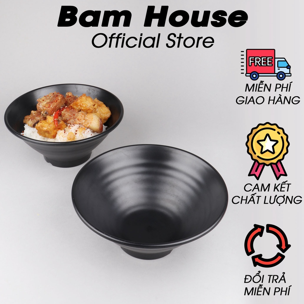 Tô nhựa đen nhám 16cm Bam House chất liệu Melamine cao cấp TND01 - Tô nhựa Melamine