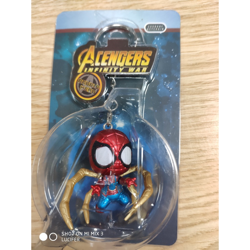  Mô hình, móc khóa Avenger Spiderman chibi cổ lò xo  QMS9339