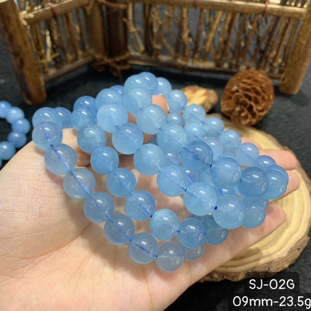 Vòng Chuỗi Aquamarine Đẹp Size 3-12mm