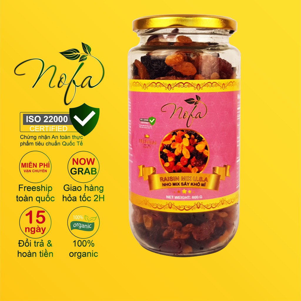 Nho khô không đường NOFA sấy mọng Chua ngọt tự nhiên 600g - Da đẹp sáng mịn - Nhập khẩu Mỹ | BigBuy360 - bigbuy360.vn