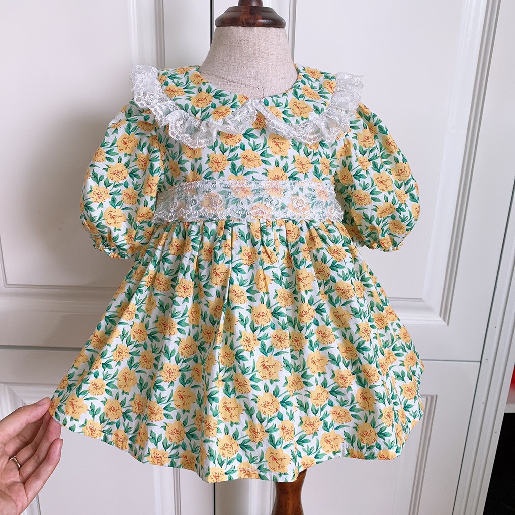 Đầm bé gái ⚡ 𝑭𝑹𝑬𝑬𝑺𝑯𝑰𝑷 + TẶNG KÈM TURBAN ⚡ Hàng thiết kế - Chất liệu thô mềm siêu mát và an toàn cho bé