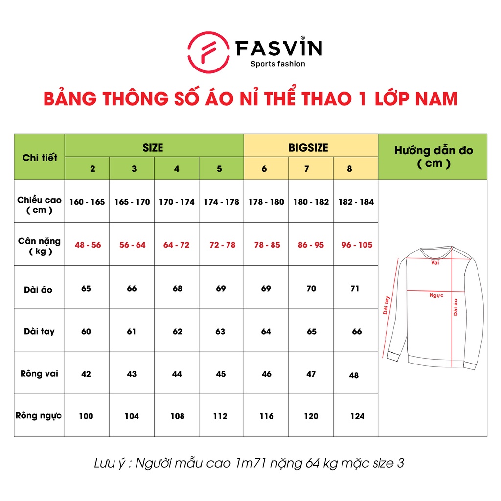 Áo thun dài tay bigsize thể thao nam Fasvin AD21169.HN chất vải mềm mại co giãn thoải mái.