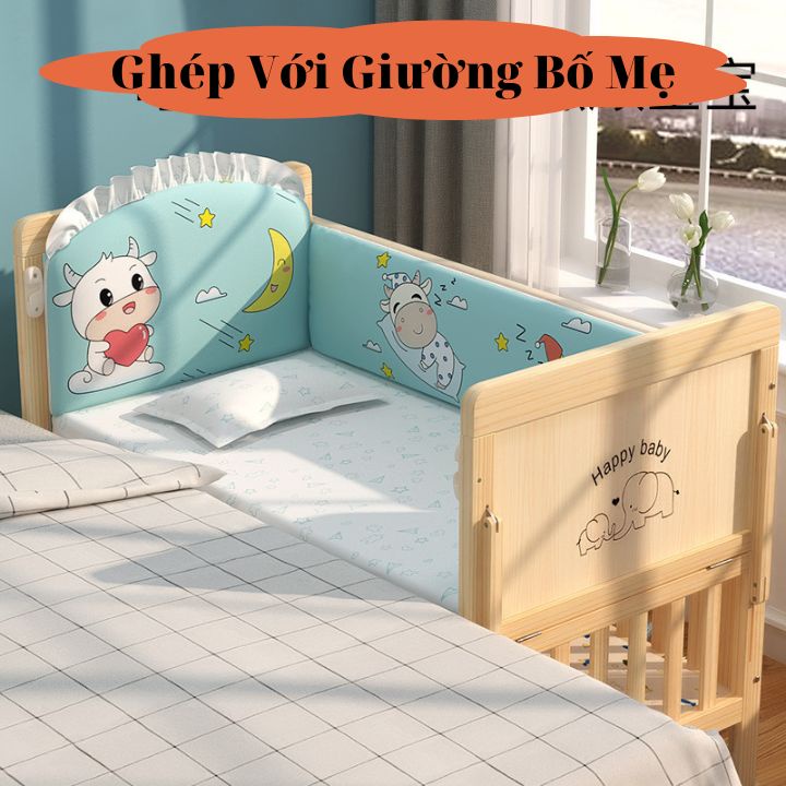 Nôi Cũi Gỗ Cho Em Bé + Tặng Kèm Yếm Xô, Đa Năng 6 Chế Độ Tiện Lợi Cho Mẹ Và Bé Leli Official
