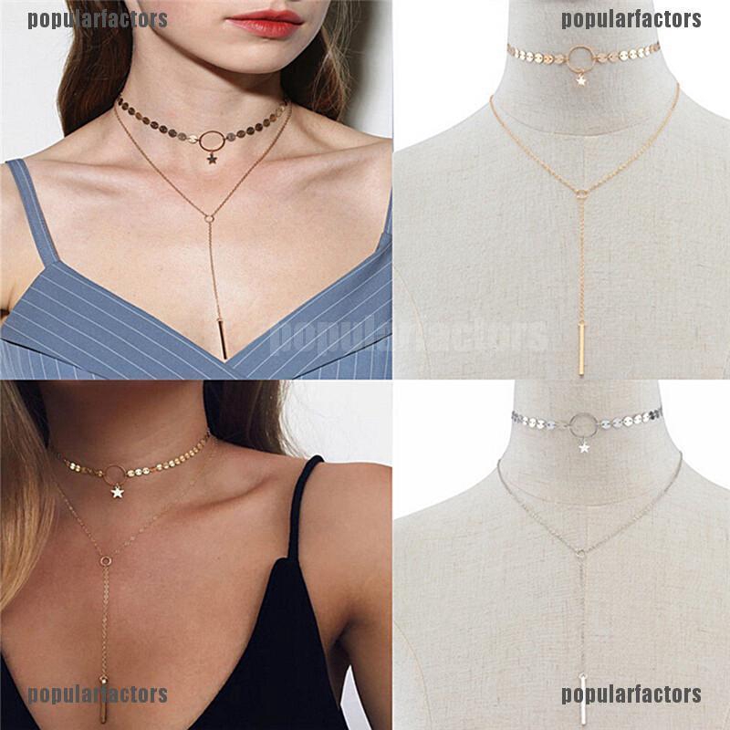 Choker Ren Hai Lớp Mặt Tròn Và Dài Thanh Lịch Cho Nữ