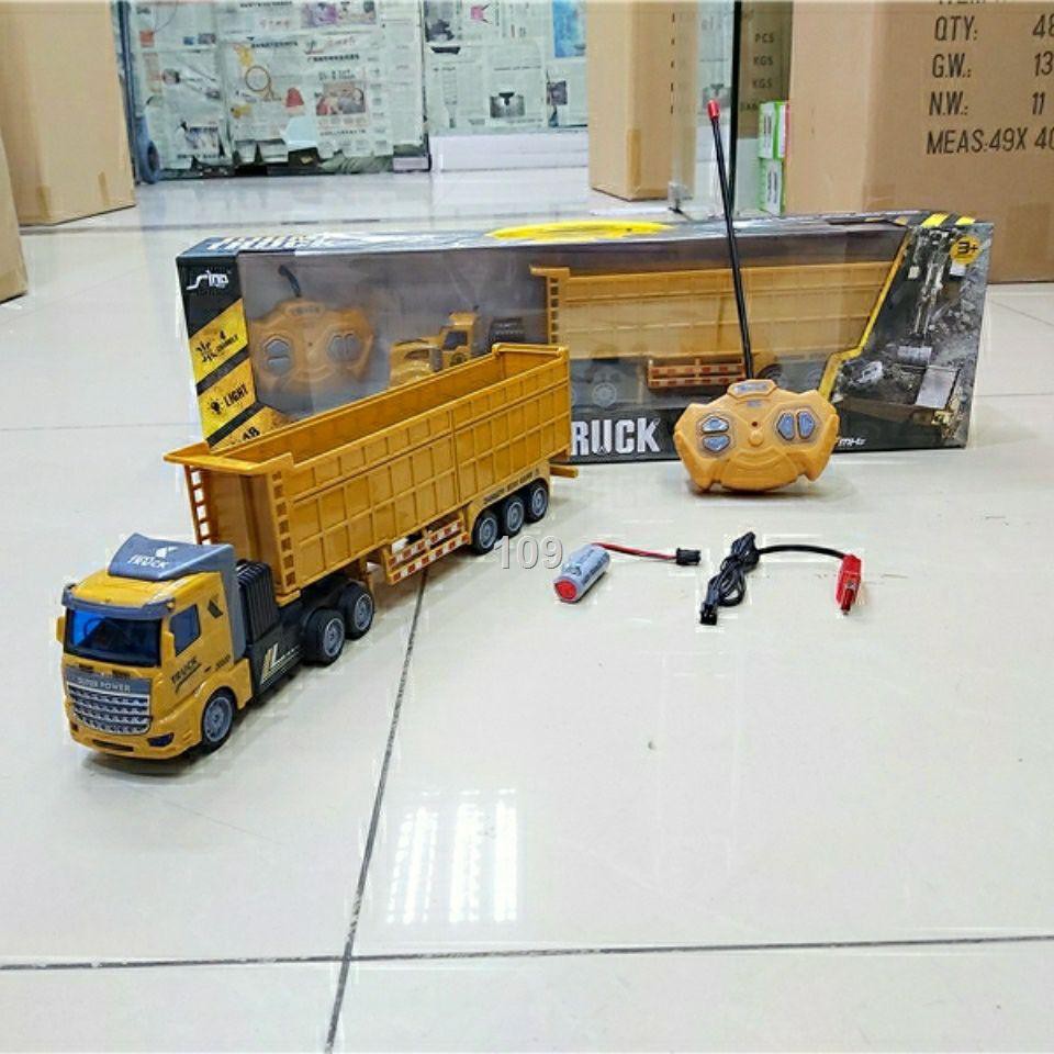 GLớn có thể sạc lại điều khiển từ xa xe container kỹ thuật đầu kéo tải sơ mi rơ moóc đồ chơi bồn dầu điện mô hình cứu hộ