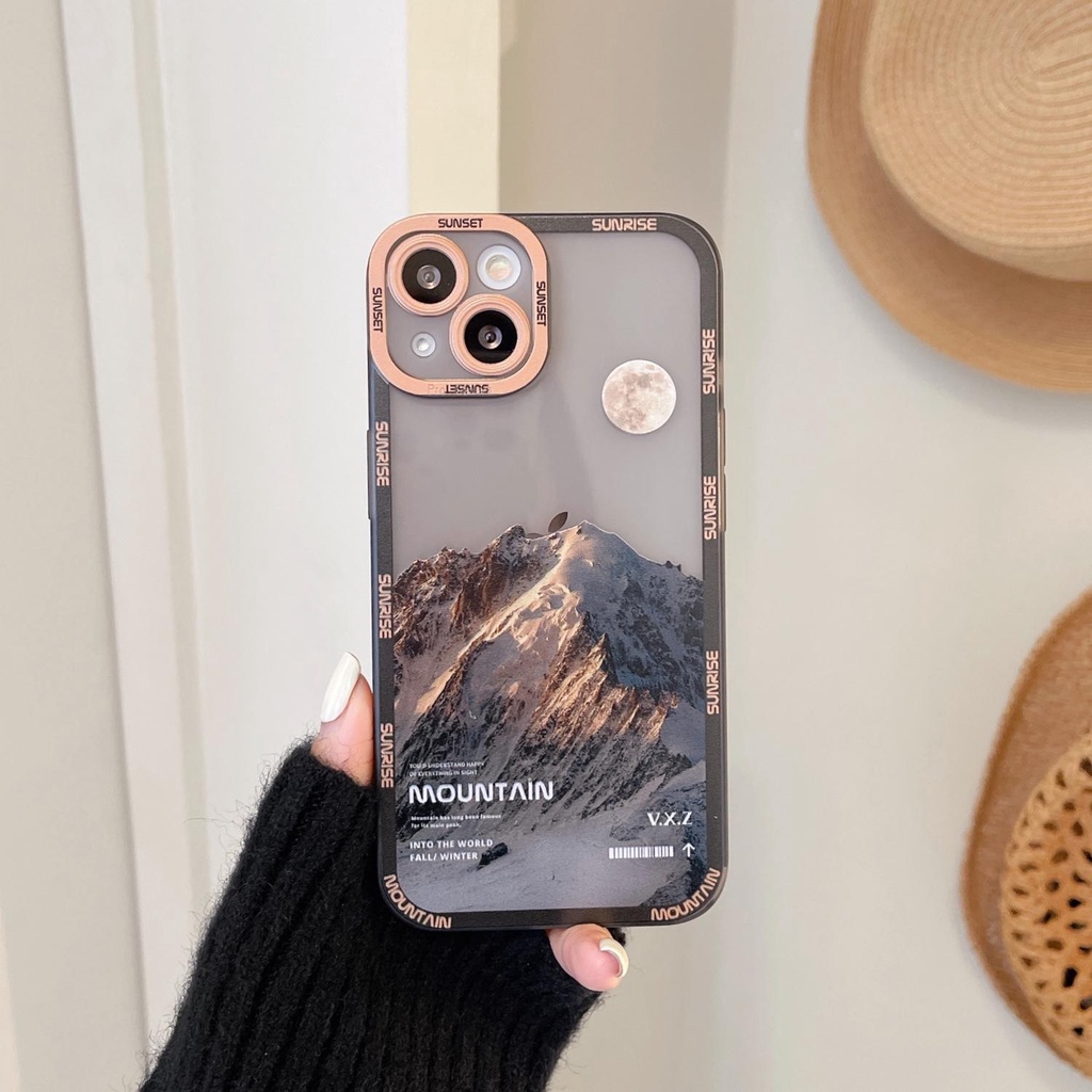 Ốp điện thoại TPU trong suốt họa tiết ngọn núi thích hợp cho iphone 13 12 11 pro max x xr xsmax 7 / 8plus