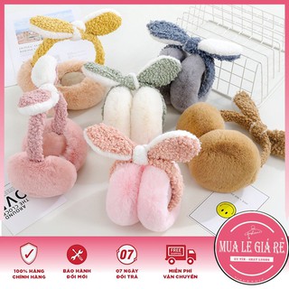 Bịt Tai Lót Lông Cute Kèm Nơ Tai Thỏ - Phụ Kiện Bịt Tai Giữ Ấm Hoạ Tiết Tai Thỏ 3D Xinh Xắn Cho Nữ - BTTT