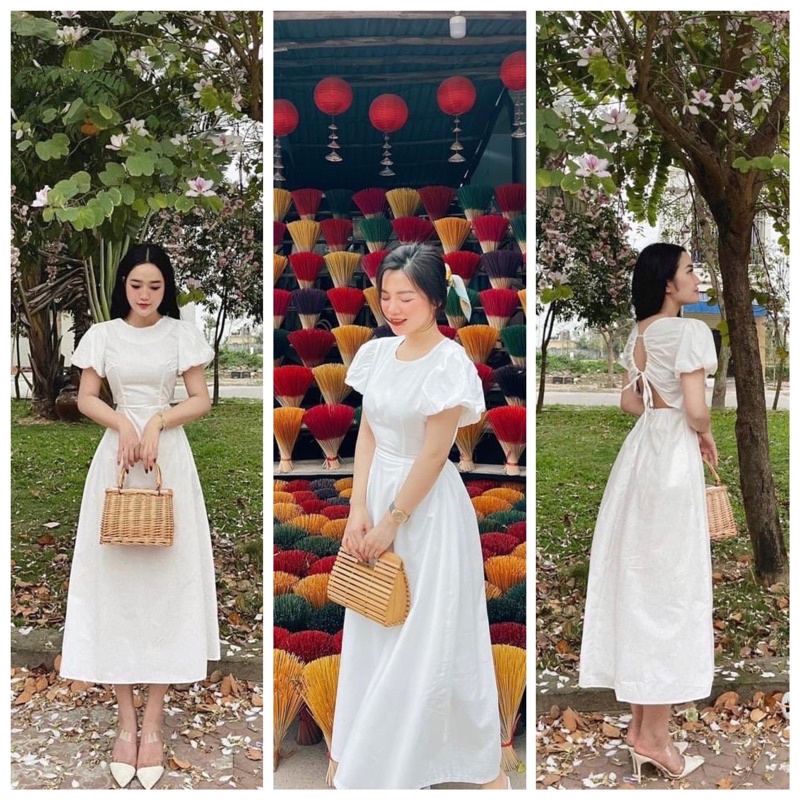 Đầm maxi đi biển ôm ngực váy maxi dáng xòe sang chảnh