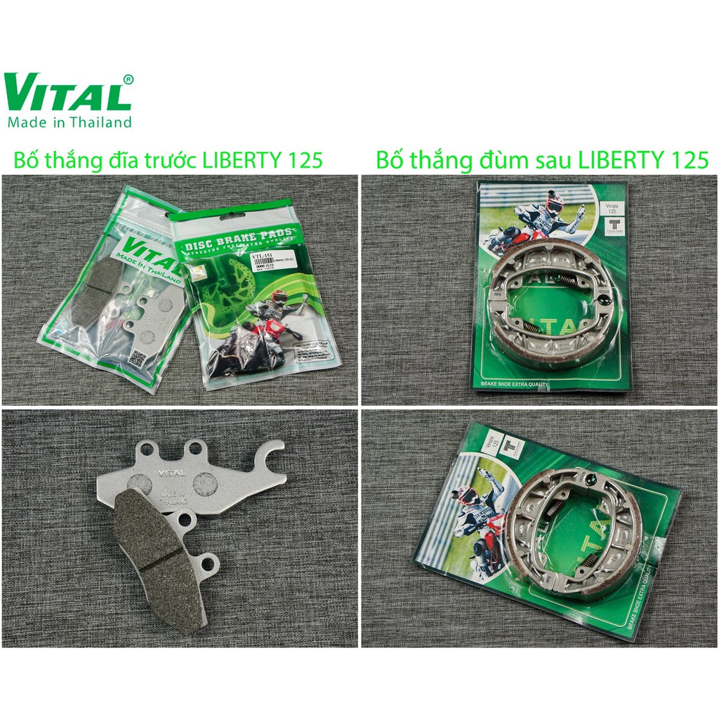 Bố thắng đĩa trước + sau LIBERTY 125 3vie hiệu VITAL - Má phanh xe máy, bố thắng đĩa VITAL chính hãng Thái lan