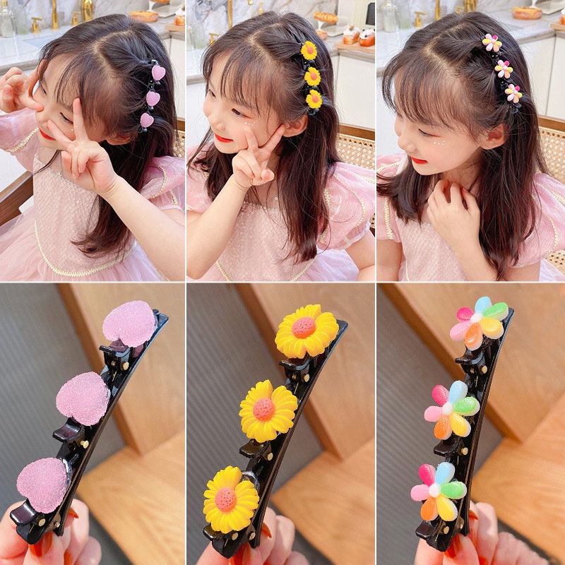 Kẹp Tóc Bện Đính Hoa Phong Cách Công Chúa Ngọt Ngào Cho Bé Gái