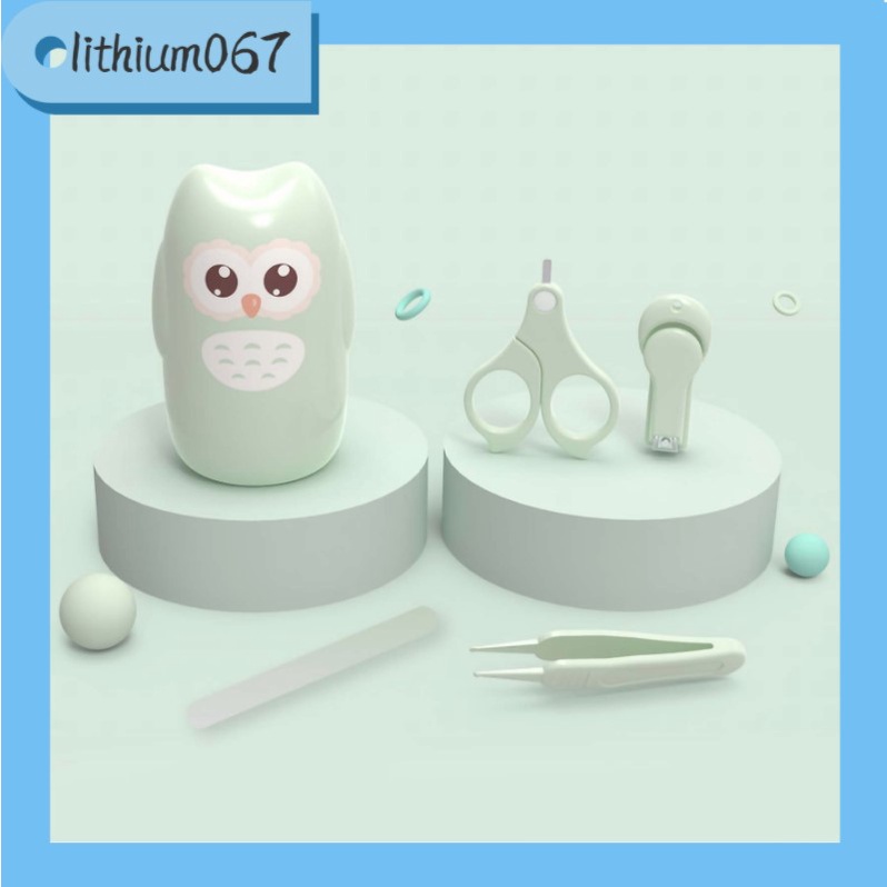 Lithium067 Bộ kìm bấm móng tay cho em bé Bộ làm móng tay cho bé với hộp đựng dễ thương trẻ sơ sinh mới biết đi