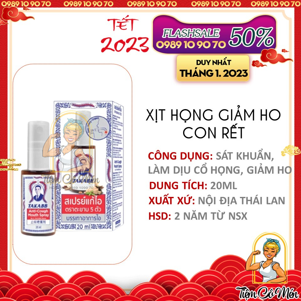 XỊT HỌNG SÁT KHUẨN GIẢM HO CON RẾT - HÃNG TAKABB THÁI LAN