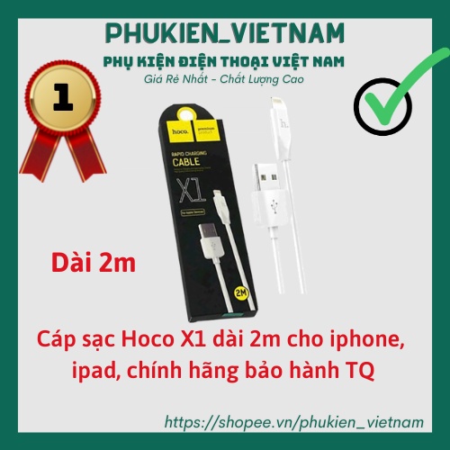 Dây Sạc iPhone - Cáp Sạc iPhone Lightning Hoco X1 dài 2 Mét Dành Cho Iphone Ipad 5,6,7,8,X,11,Pro Max