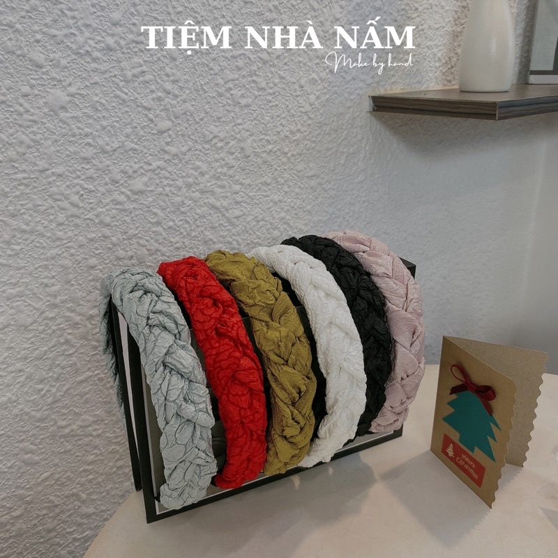 🎀 BỜM CÀI TÓC TẾT BÍM GẤM TAFTA CAO CẤP - [ Nhà Nấm handmade ]