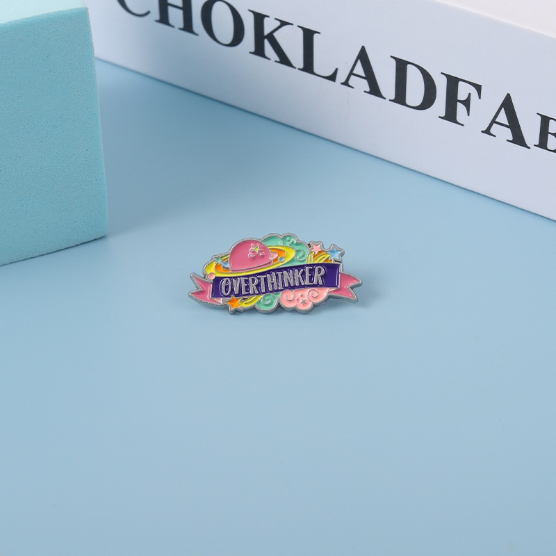 Ghim Cài Áo Tráng Men In Chữ Overthinker Thời Trang