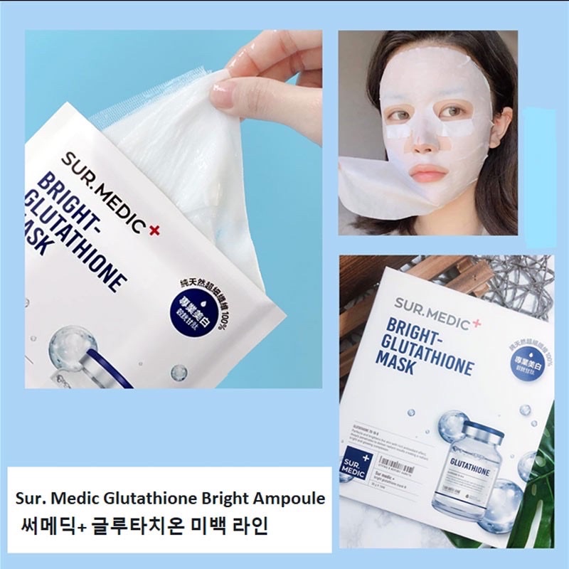Mặt Nạ Siêu Dưỡng Trắng Căng Bóng Sur.Medic Bright Glutathione Mask Hộp 10 Miếng