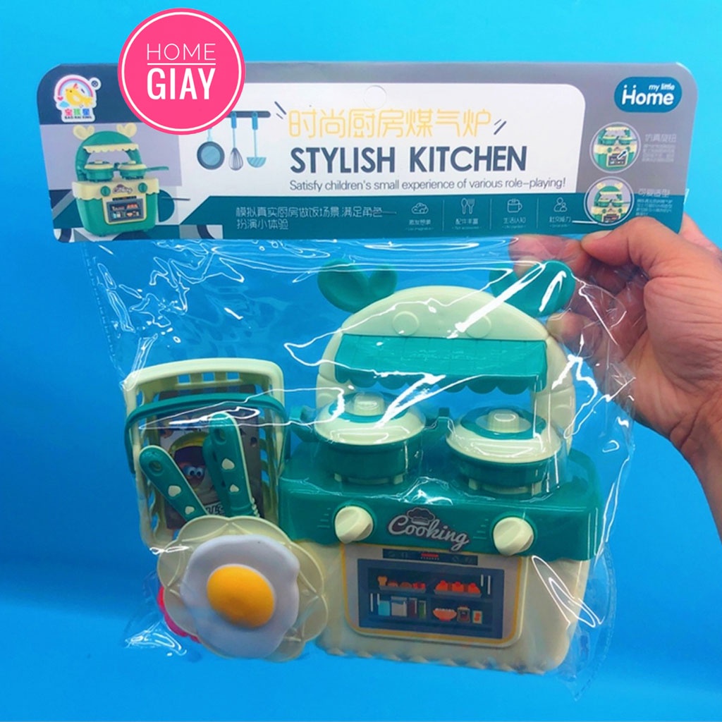 Bộ đồ chơi nấu ăn nhà bếp cho bé gái home giay nhiều chi tiết nhựa nguyên sinh an toàn
