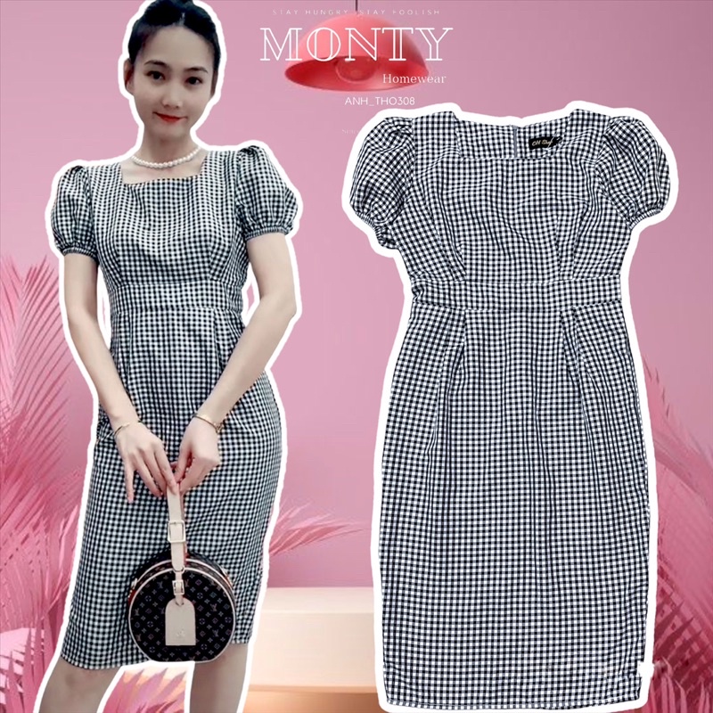 🎀 ĐẦM SUÔNG TAY BLOUSE CÔNG SỞ SỌC CARO