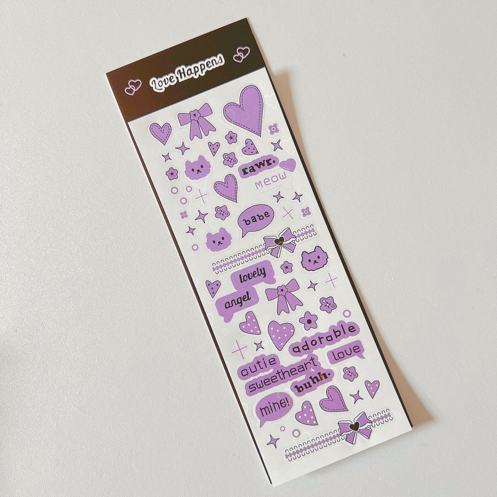 Tấm sticker laser họa tiết thỏ, tình yêu