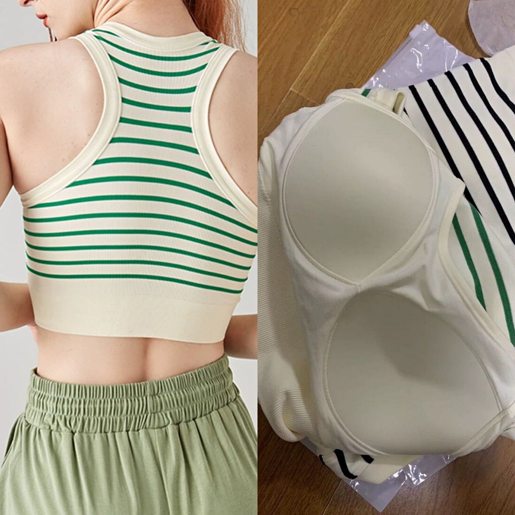 Áo Ngực Thể Thao Co Giãn Chống Sốc Chống Chảy Xệ Họa Tiết Kẻ Sọc Thời Trang Xuân Hè Cho Nữ AT1319