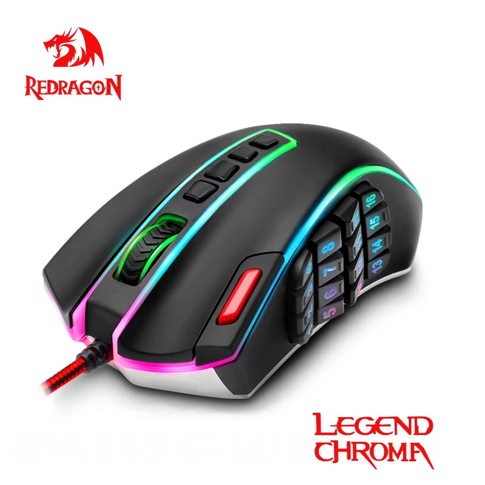 Chuột chơi game RedragonLEGEND M990 có dây 24000 DPI 24 nút bấm cho laptop và PC