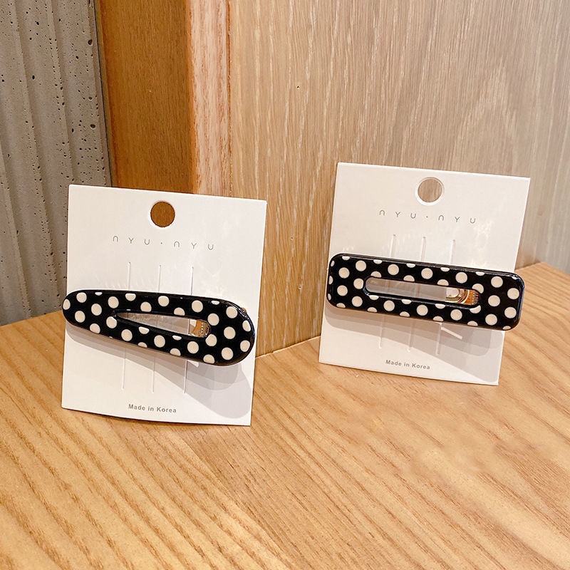Kẹp Tóc Họa Tiết Chấm Bi Phong Cách Retro Hàn Quốc